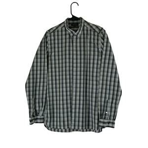 Ted Baker gray white plaid long sleeves buttoned shirt size 3 - Small